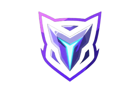 Futuristisches Valorant-Wappen in Violett und Cyan f&uuml;r Esports Wetten im Rainbet Sportsbook