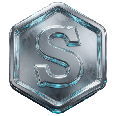 Silver VIP-Level Abzeichen im Rainbet VIP Club mit silbernem Glanz und cyanfarbenen Reflexen