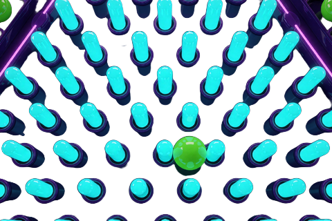 Plinko-Spielbrett mit leuchtenden Neon-Stiften und gr&uuml;ner Kugel im Rainbet Krypto Casino